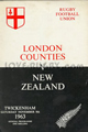 London Counties v New Zealand 1963 rugby  Programme